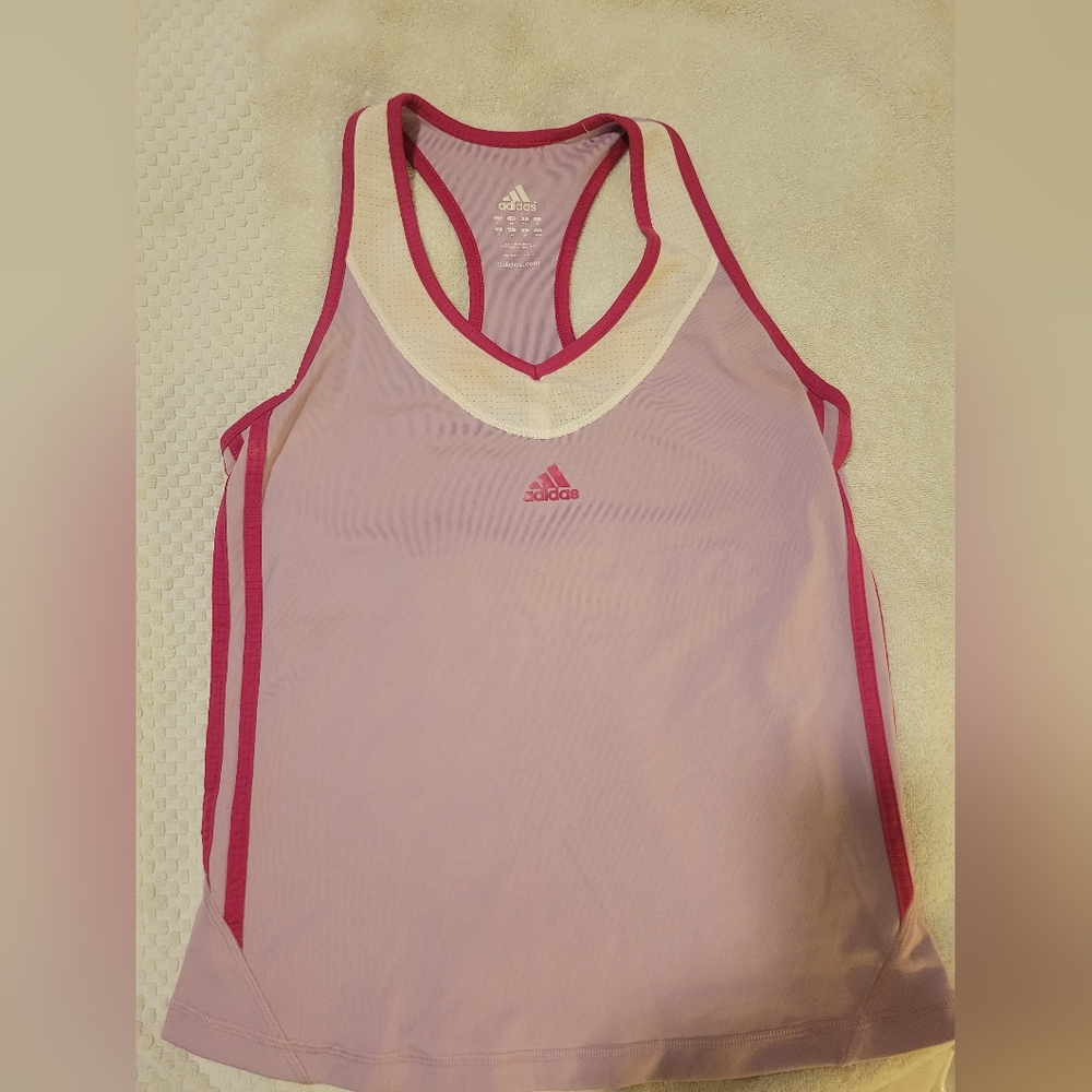 Adidas Pink and White Athletic Tank